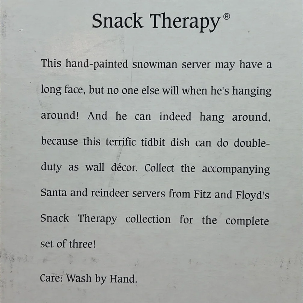 Fitz & Floyd Serving Plate Snack Therapy Snowman Tray Dish Vintage Christmas Red
